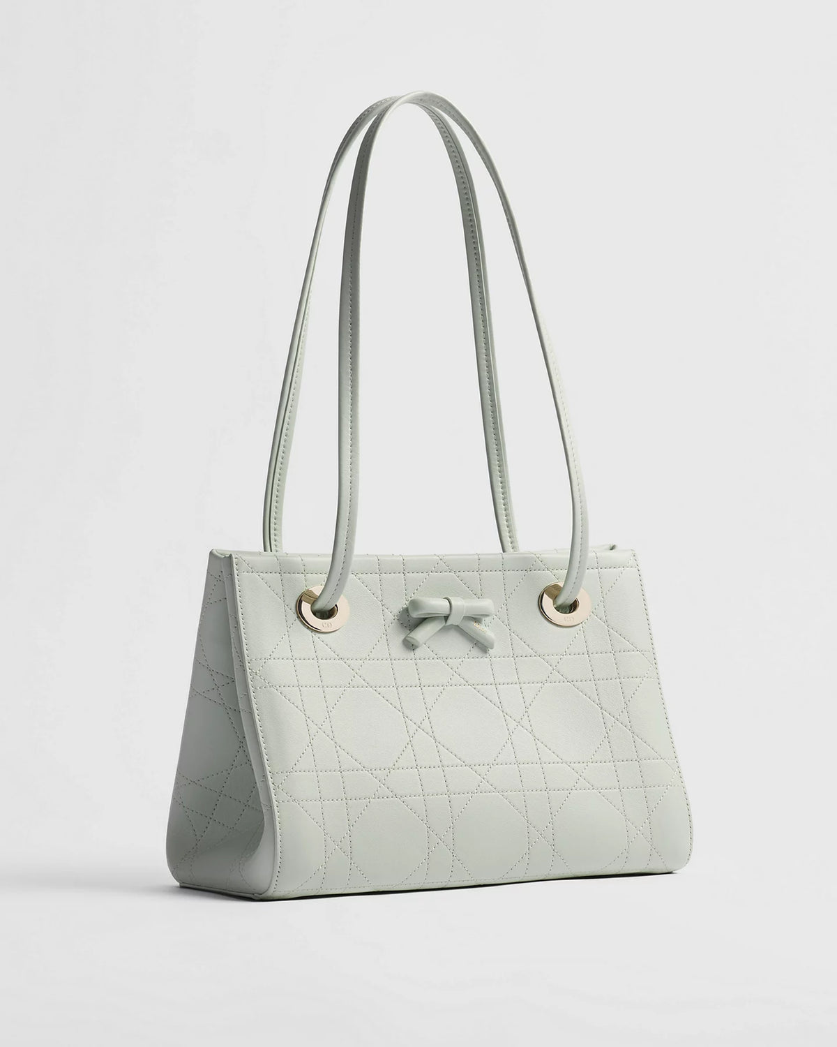 Dior Qixi Small Dior Promenade Shopping Bag Soupir Green Smooth Cannage Calfskin