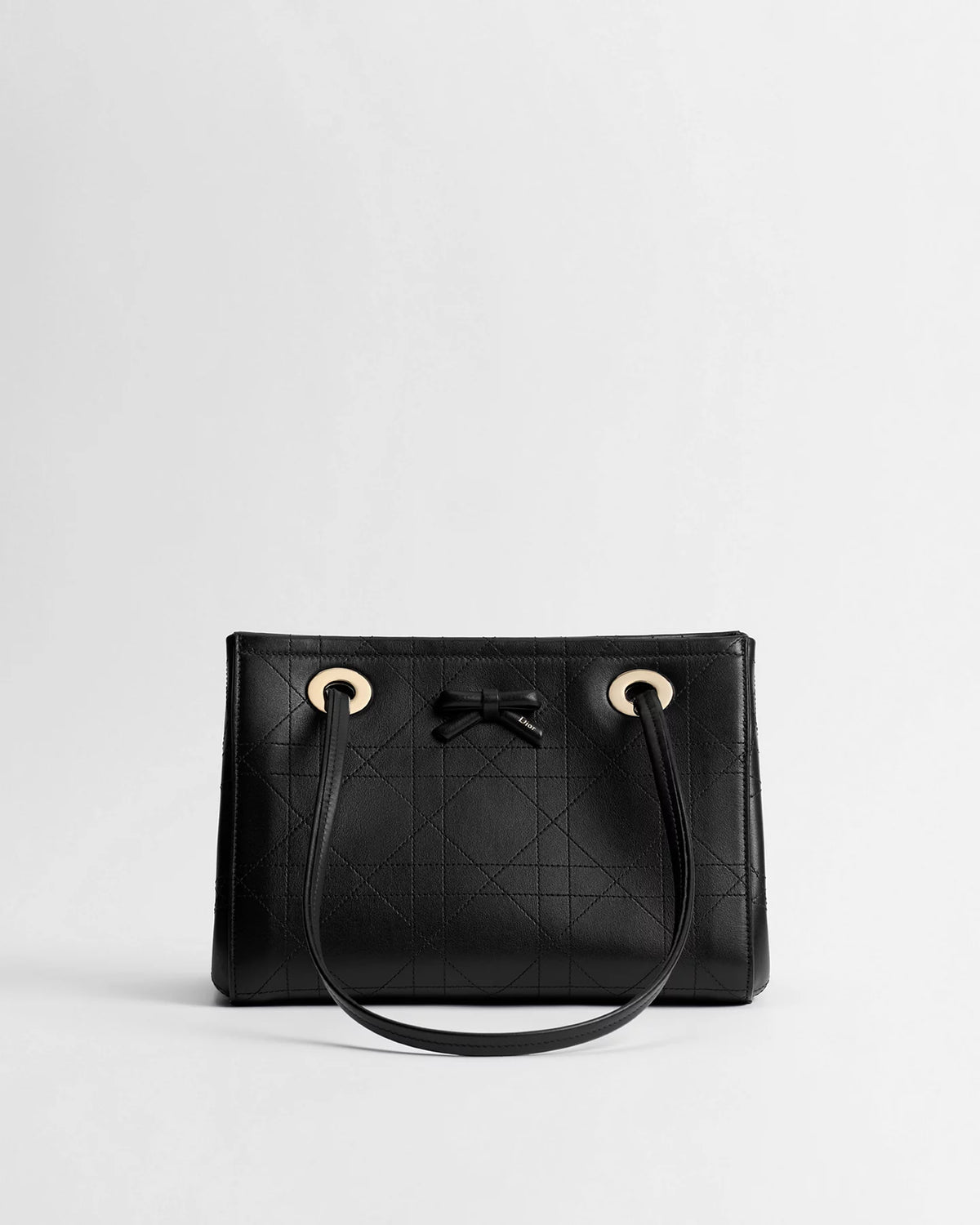 Dior Promenade Small Shopping Bag Black smooth calfskin with Cannage motif