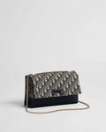 Small Dior Promenade Flap Bag Blue Dior Oblique Jacquard and Smooth Calfskin