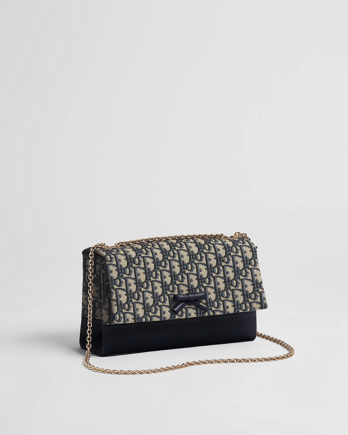Small Dior Promenade Flap Bag Blue Dior Oblique Jacquard and Smooth Calfskin