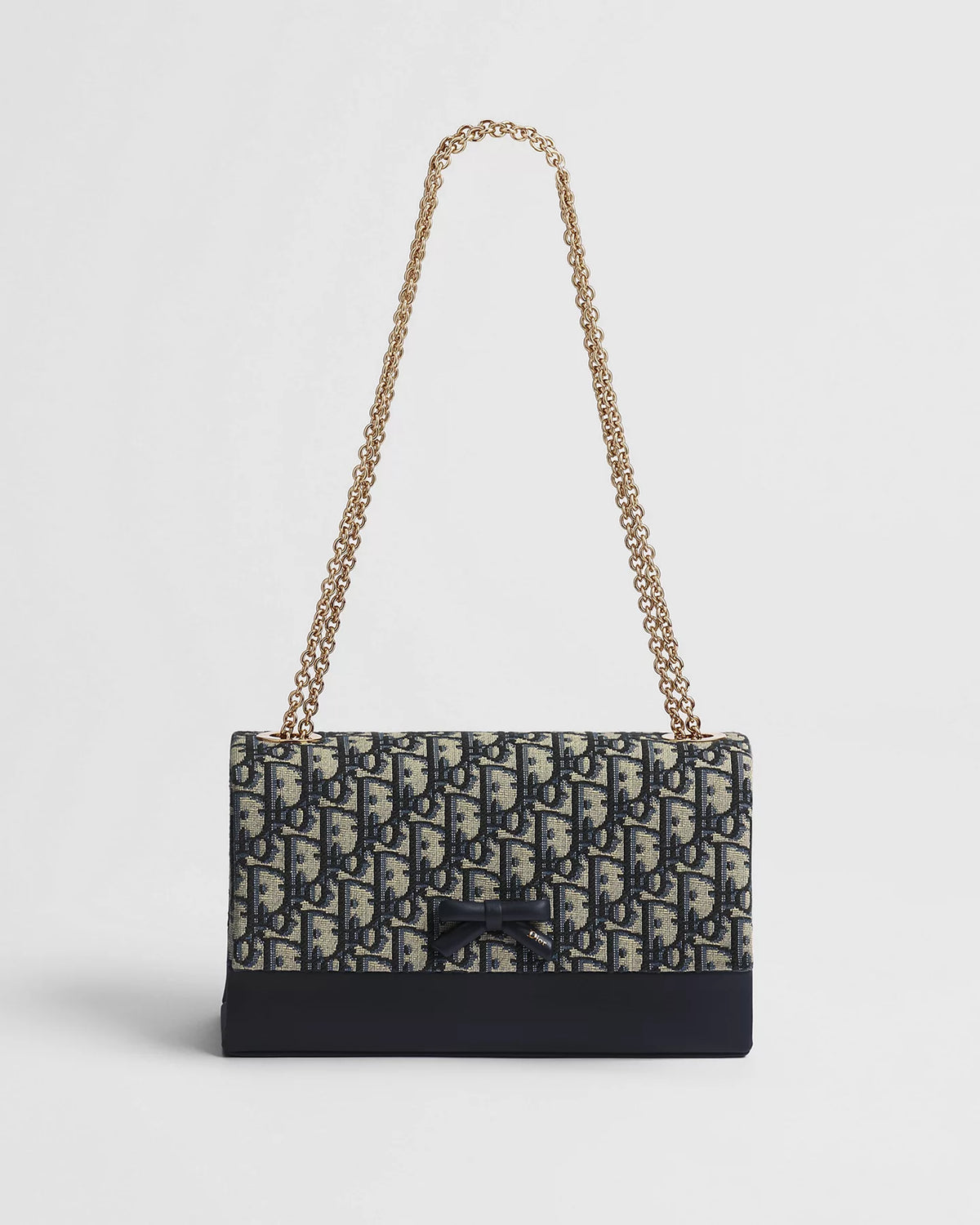 Small Dior Promenade Flap Bag Blue Dior Oblique Jacquard and Smooth Calfskin