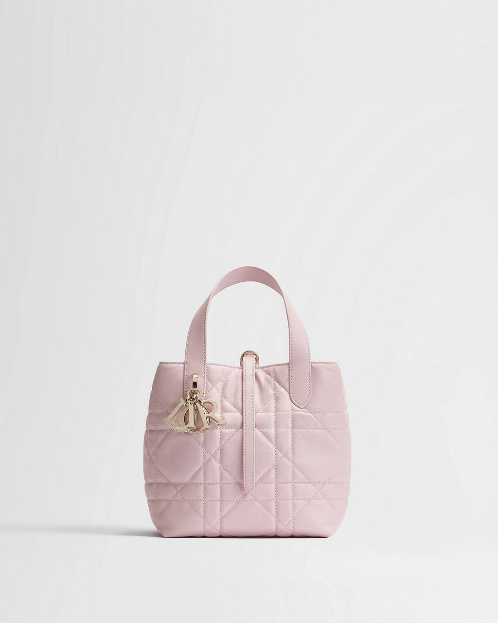 Small Dior Toujours Vertical Tote Bag Rose Tendre Macrocannage Calfskin