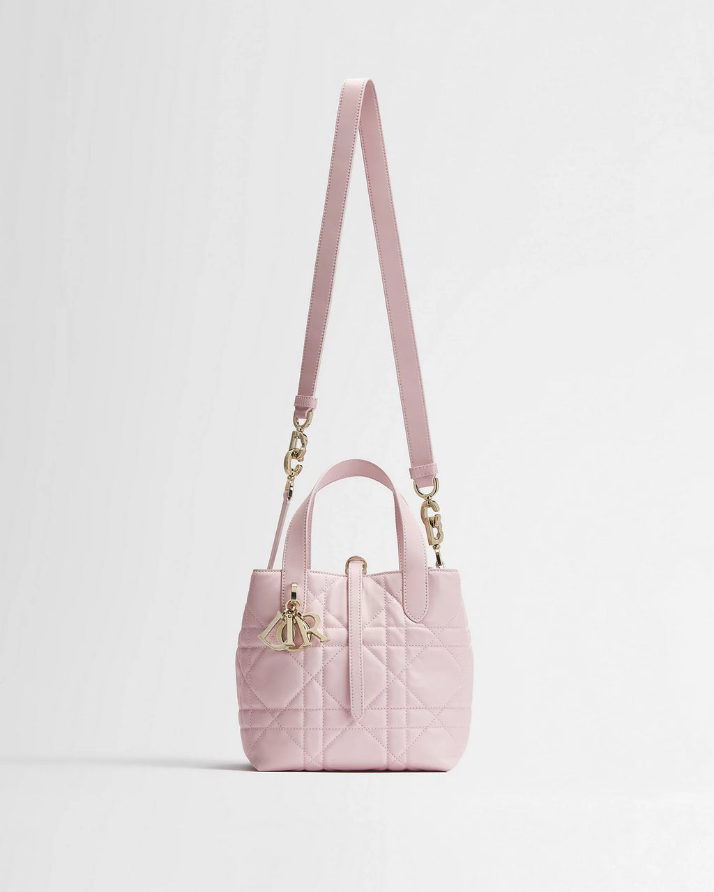 Small Dior Toujours Vertical Tote Bag Rose Tendre Macrocannage Calfskin