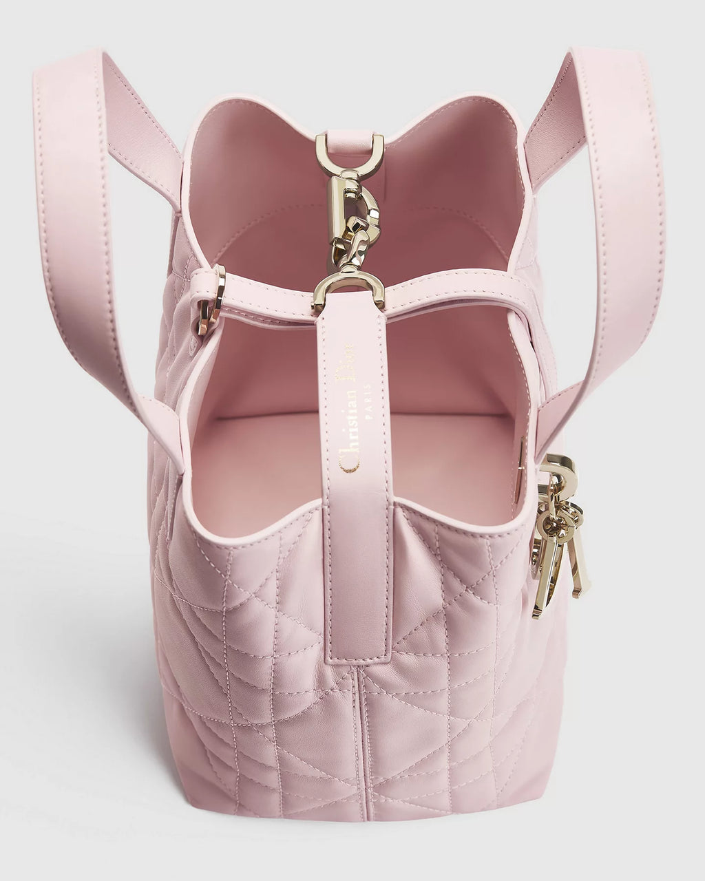 Small Dior Toujours Vertical Tote Bag Rose Tendre Macrocannage Calfskin
