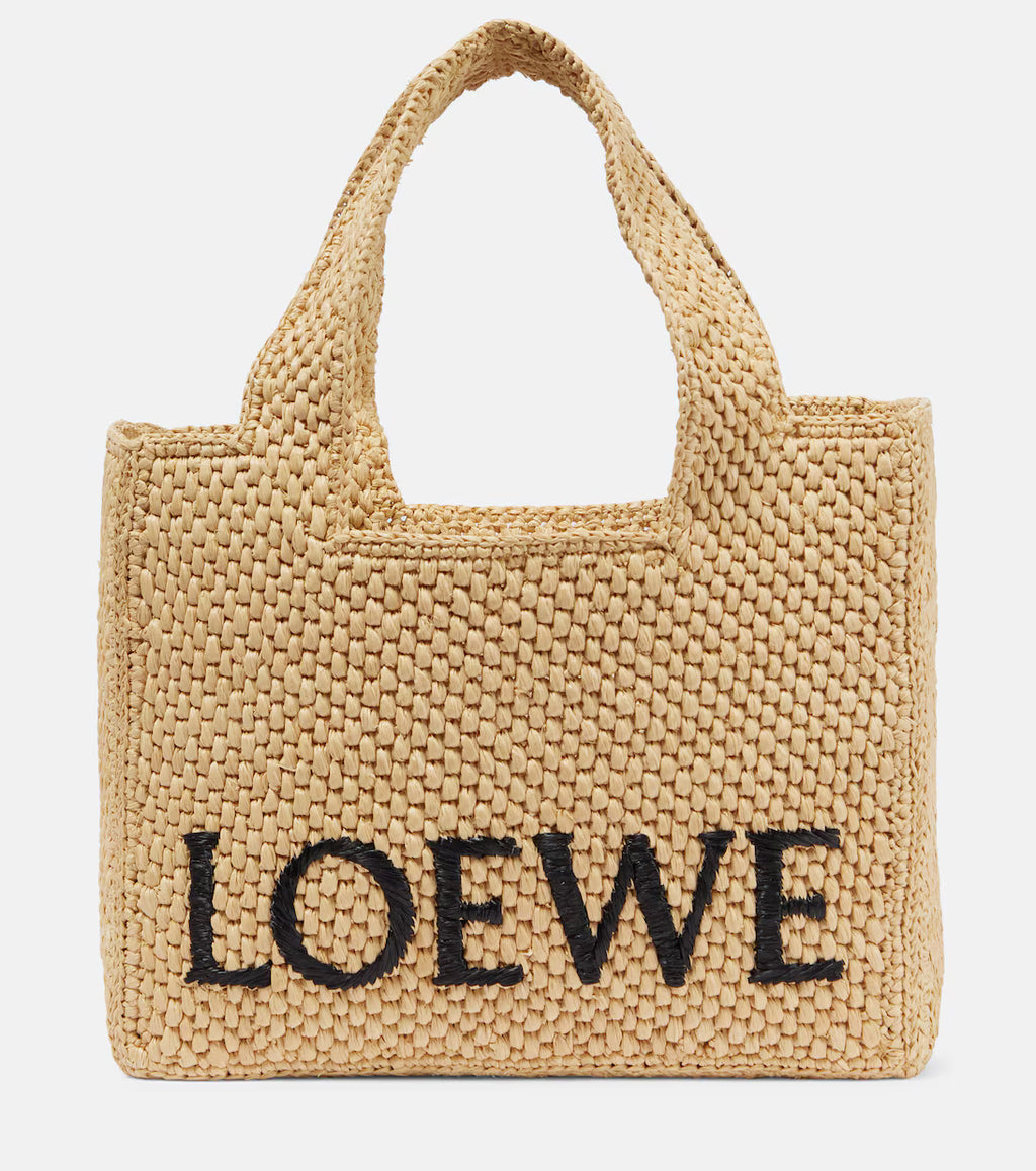 Loewe Paula's Ibiza Small logo raffia top-handle bag