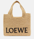 Loewe Paula's Ibiza Small logo raffia top-handle bag
