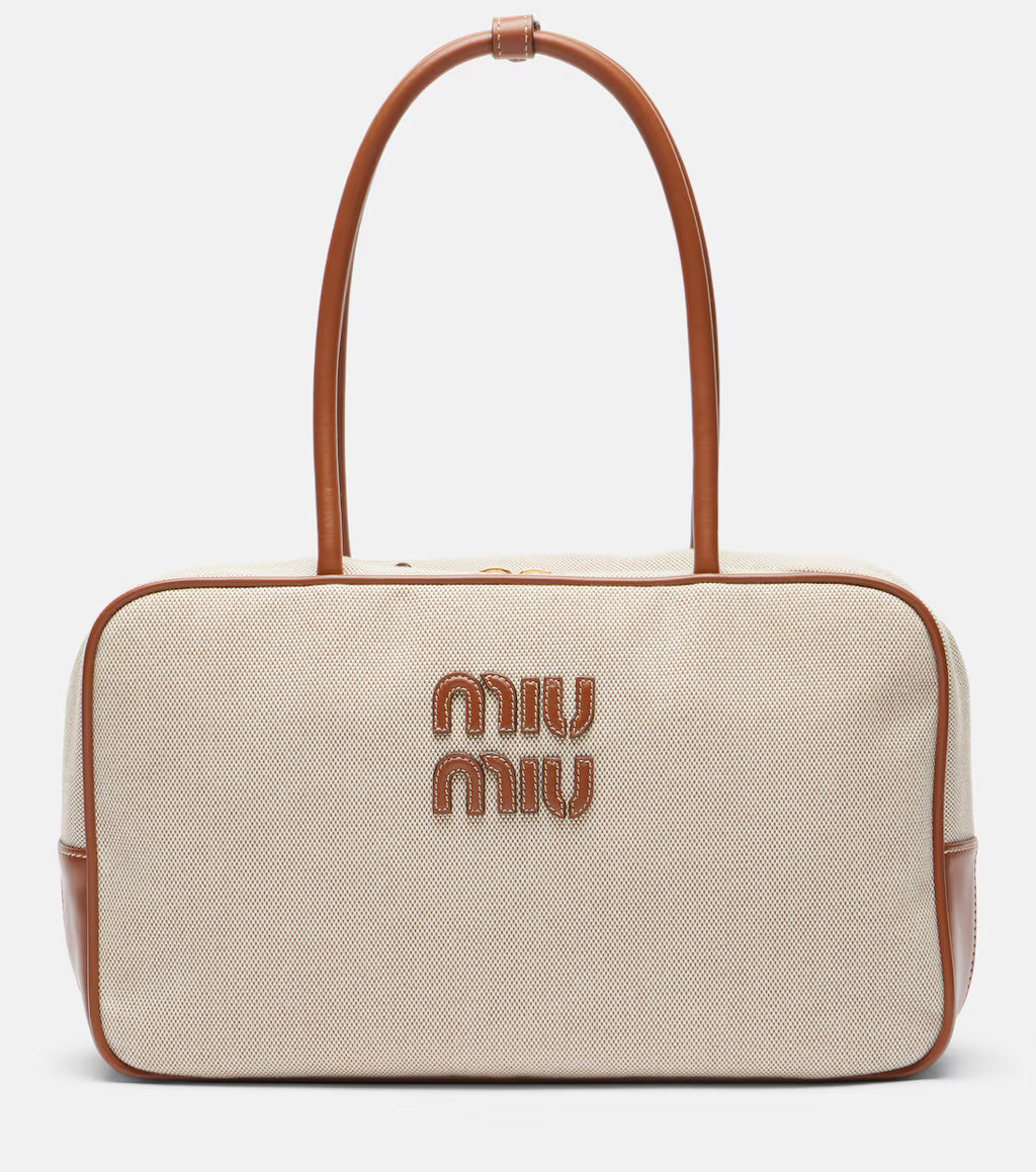 Miu Miu Beau leather-trimmed canvas tote bag