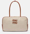 Miu Miu Beau leather-trimmed canvas tote bag