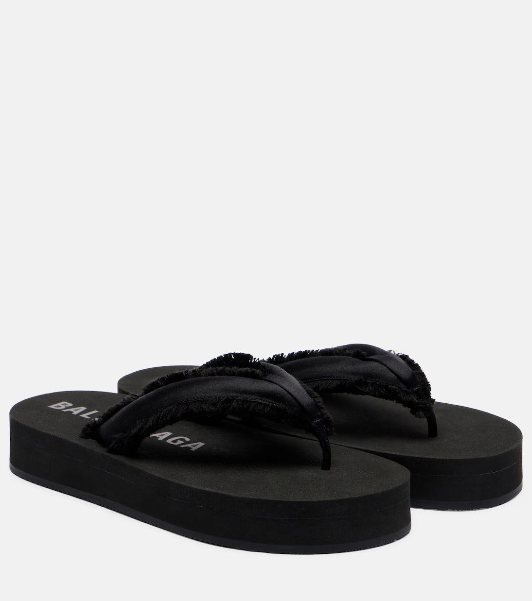 Balenciaga Cushy fringed satin platform thong sandals