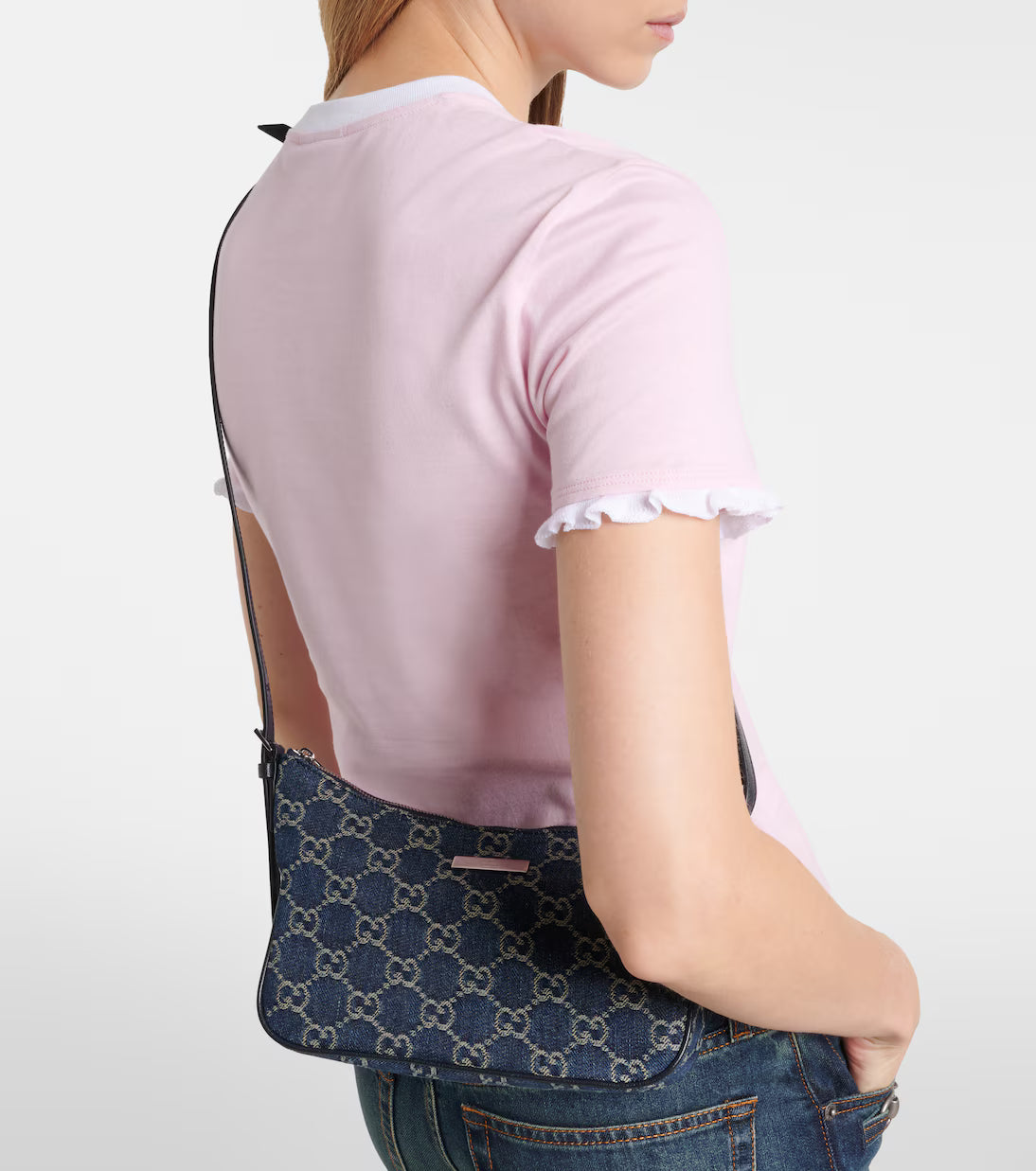 Gucci Lady Lunetta Small GG denim shoulder bag