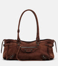 Balenciaga Le City East-West Small suede shoulder bag