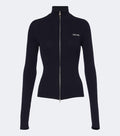 Miu Miu Logo ribbed-knit cotton zip-up sweater