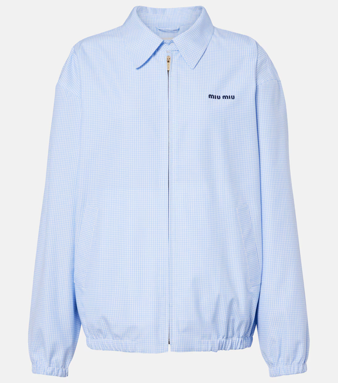 Miu Miu Logo gingham cotton blouson jacket