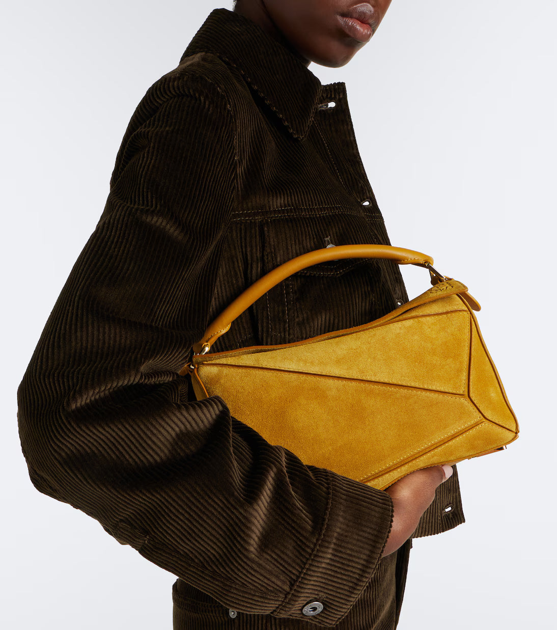 Loewe Featherlight Puzzle Small suede top-handle bag