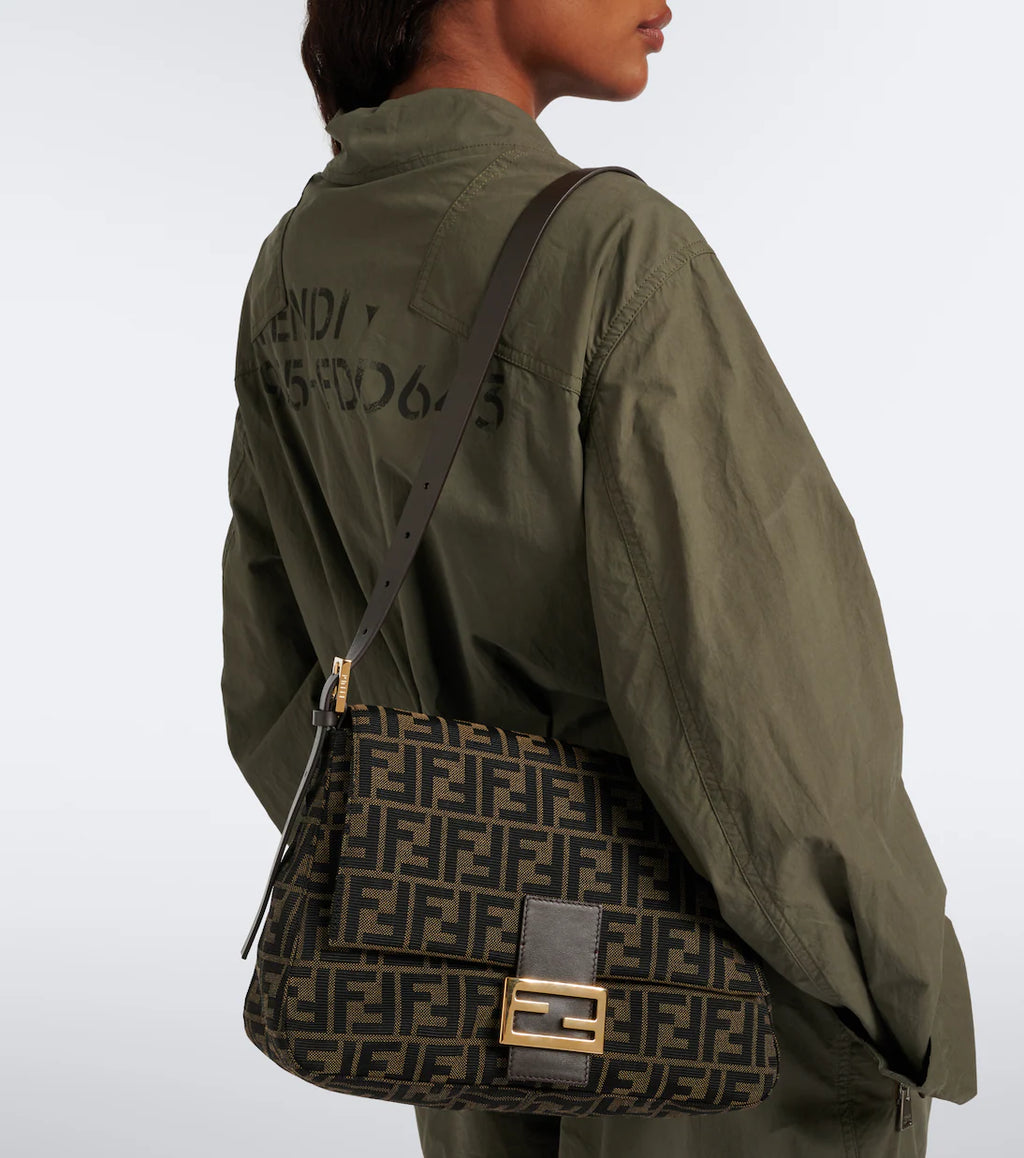Fendi Baguette® Flap Medium FF Zucca canvas shoulder bag