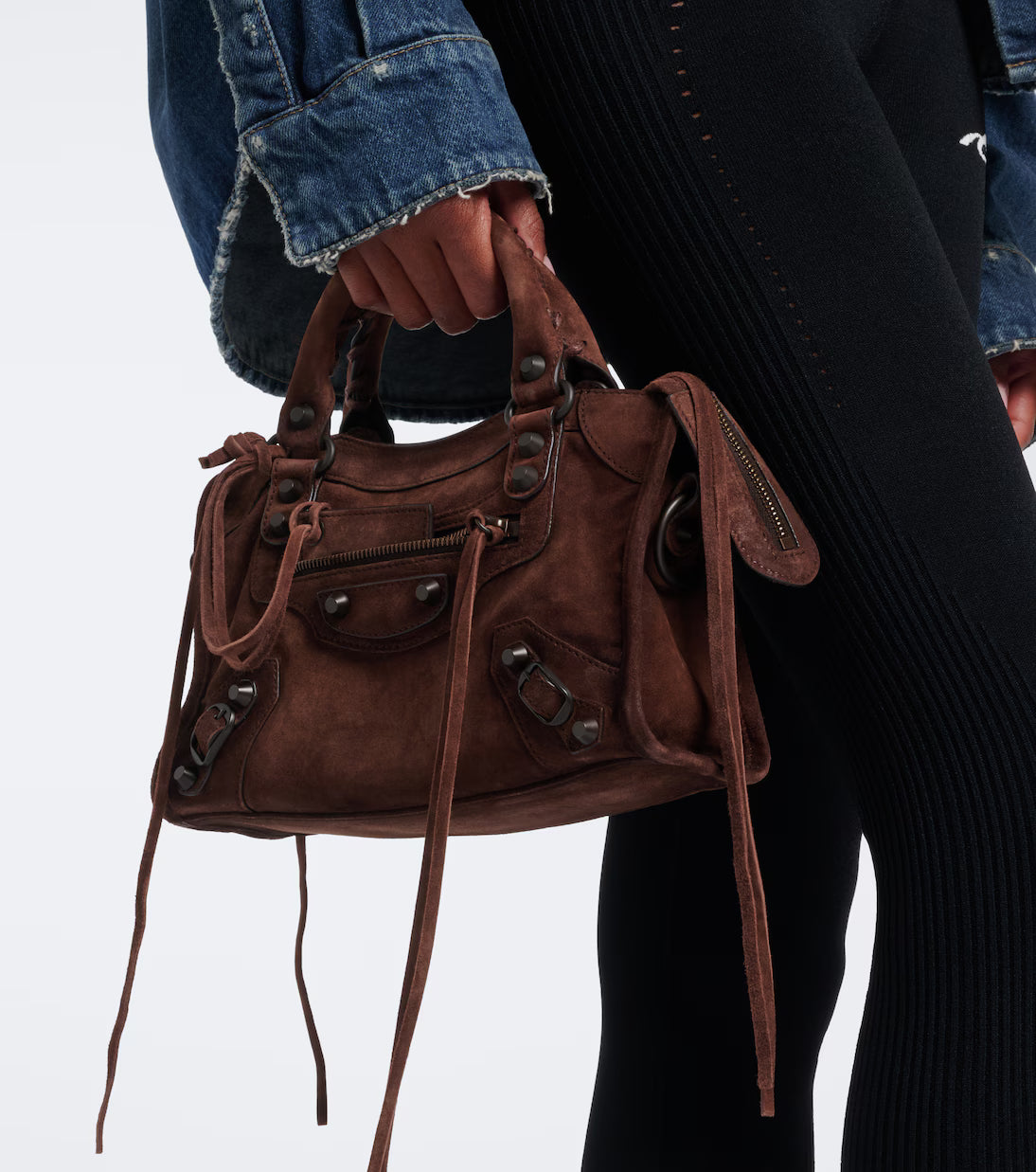 Balenciaga Le City Mini suede top-handle bag