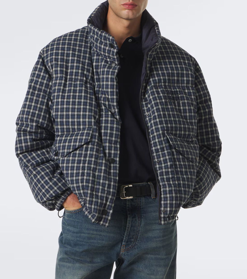 Miu Miu Reversible cotton flannel down jacket