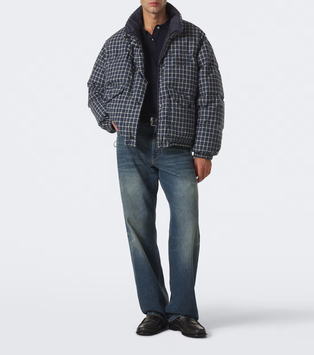 Miu Miu Reversible cotton flannel down jacket