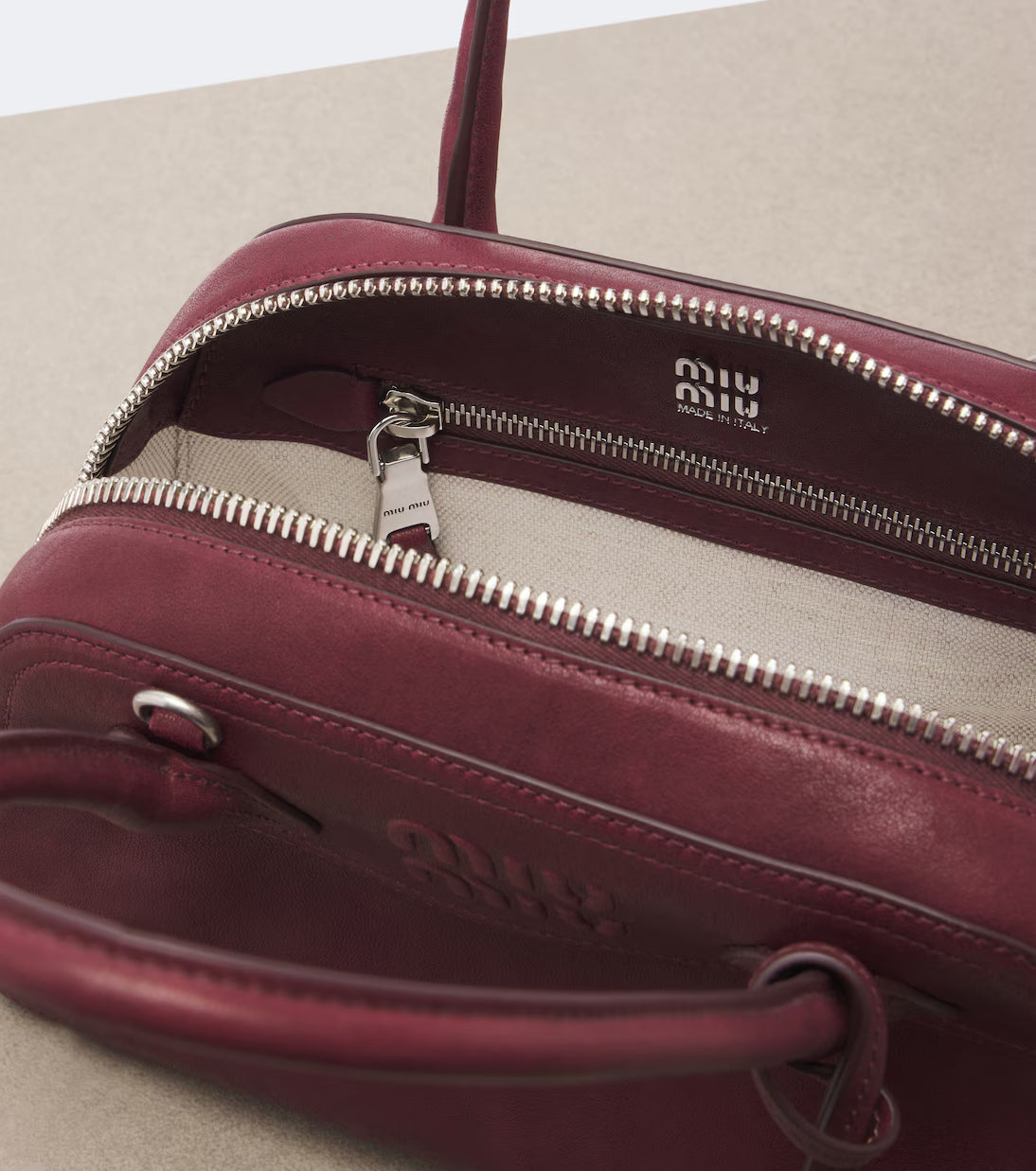 Miu Miu Vivant leather bowling bag