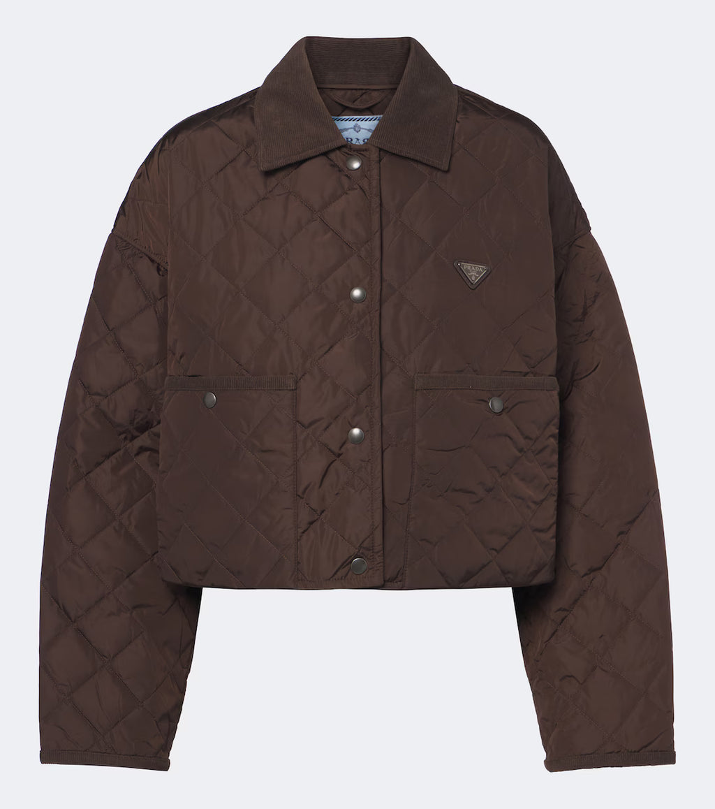 Prada Re-Nylon corduroy-trimmed cropped jacket