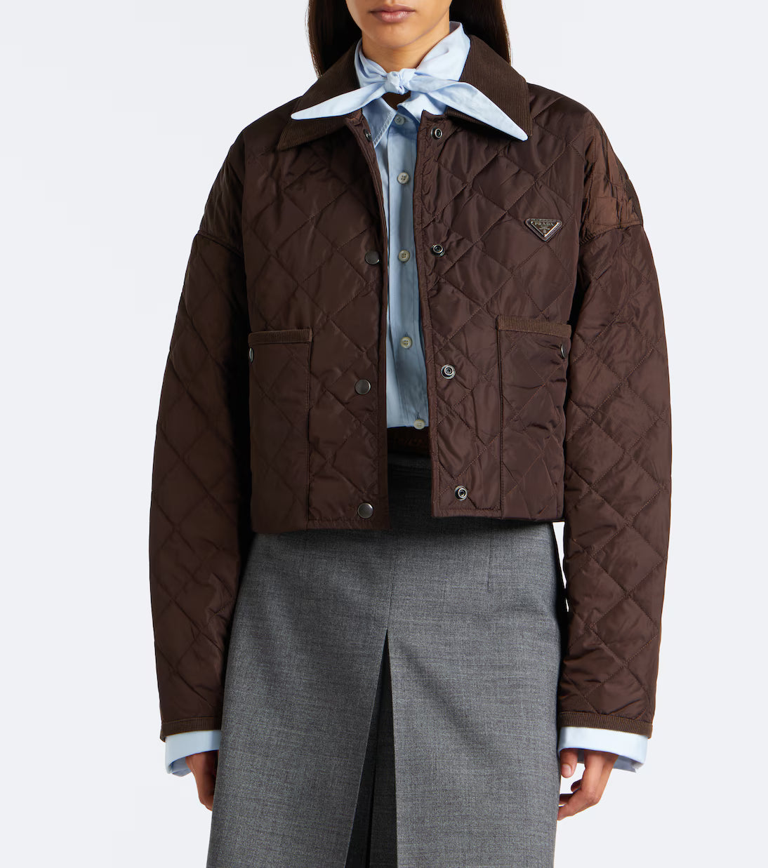 Prada Re-Nylon corduroy-trimmed cropped jacket