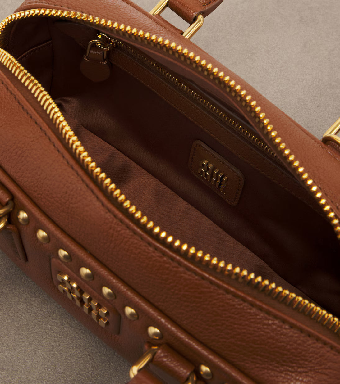 Miu Miu Arcadie studded leather top-handle bag