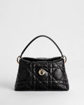 Adiorable Top Handle Mini Bag Black Macrocannage Lambskin