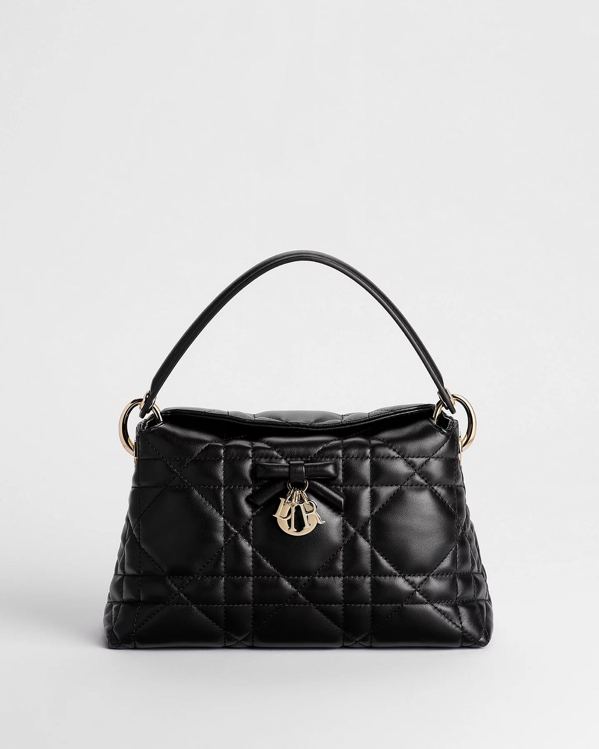 Adiorable Top Handle Mini Bag Black Macrocannage Lambskin