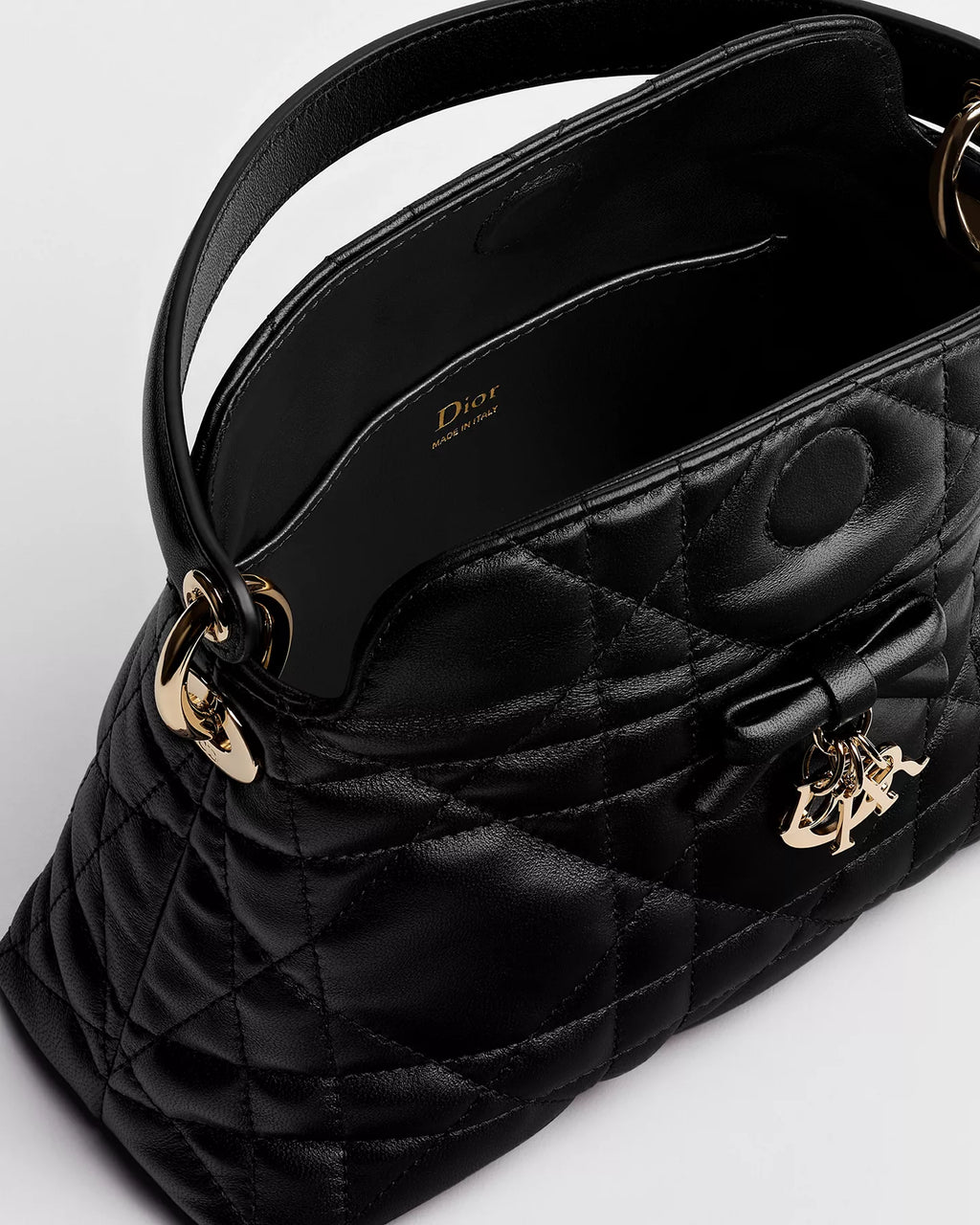 Adiorable Top Handle Mini Bag Black Macrocannage Lambskin