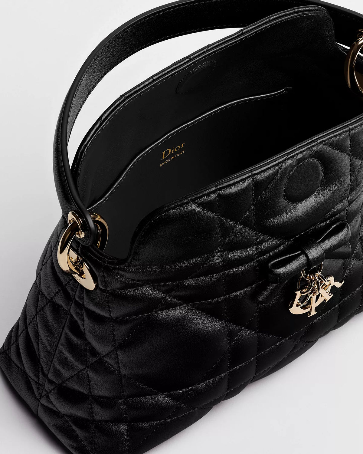 Adiorable Top Handle Mini Bag Black Macrocannage Lambskin
